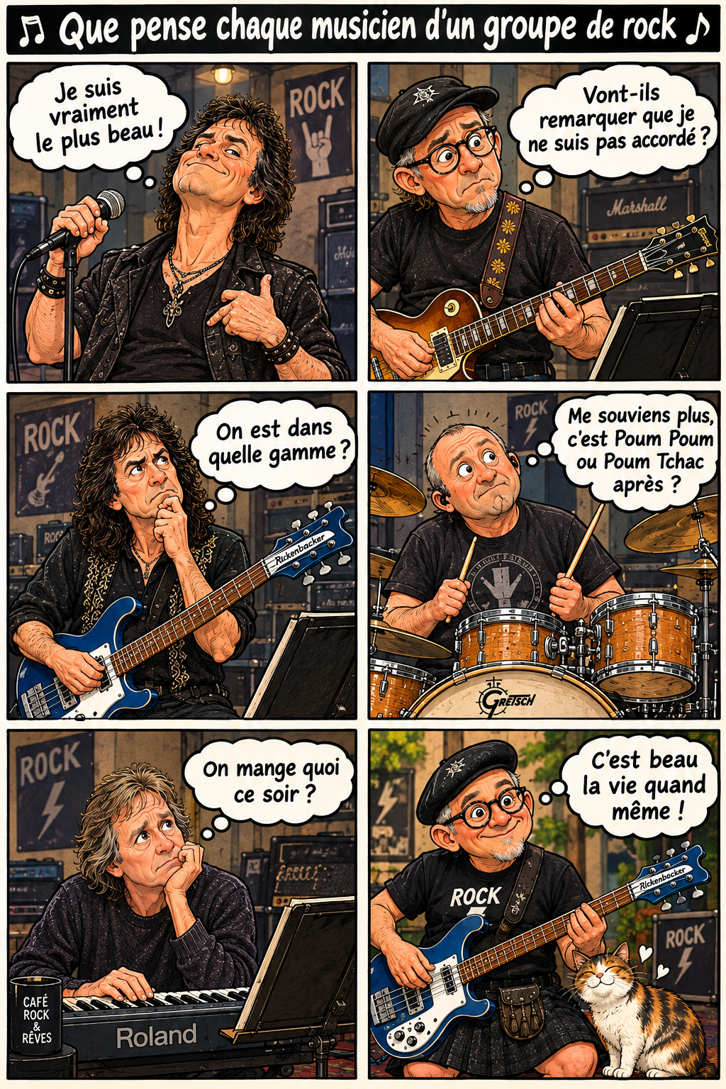 Ce que pense chaque musicien d'un groupe de rock
